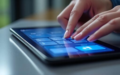 Digital banking interface on a tablet