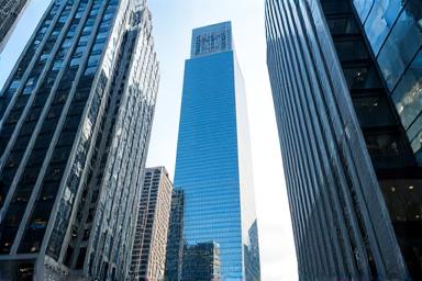 Modern skyscraper representing the financial district